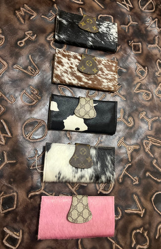 Authentic designer, hair on hide wallets