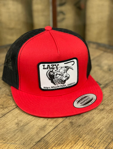 Red Lazy J hat