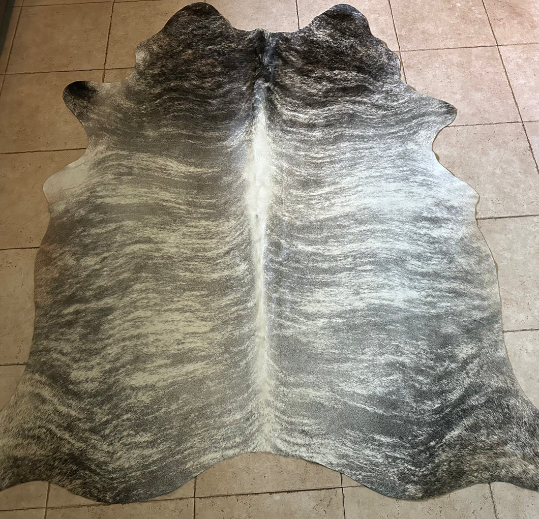 Large grey brindle Brazilian cowhide rug