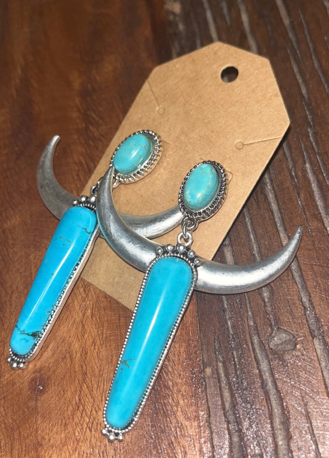 Turquoise longhorn earrings