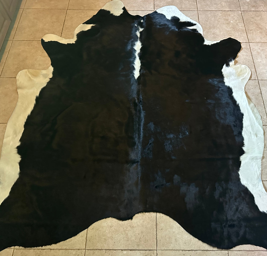 XL black Hereford Brazilian cowhide rug