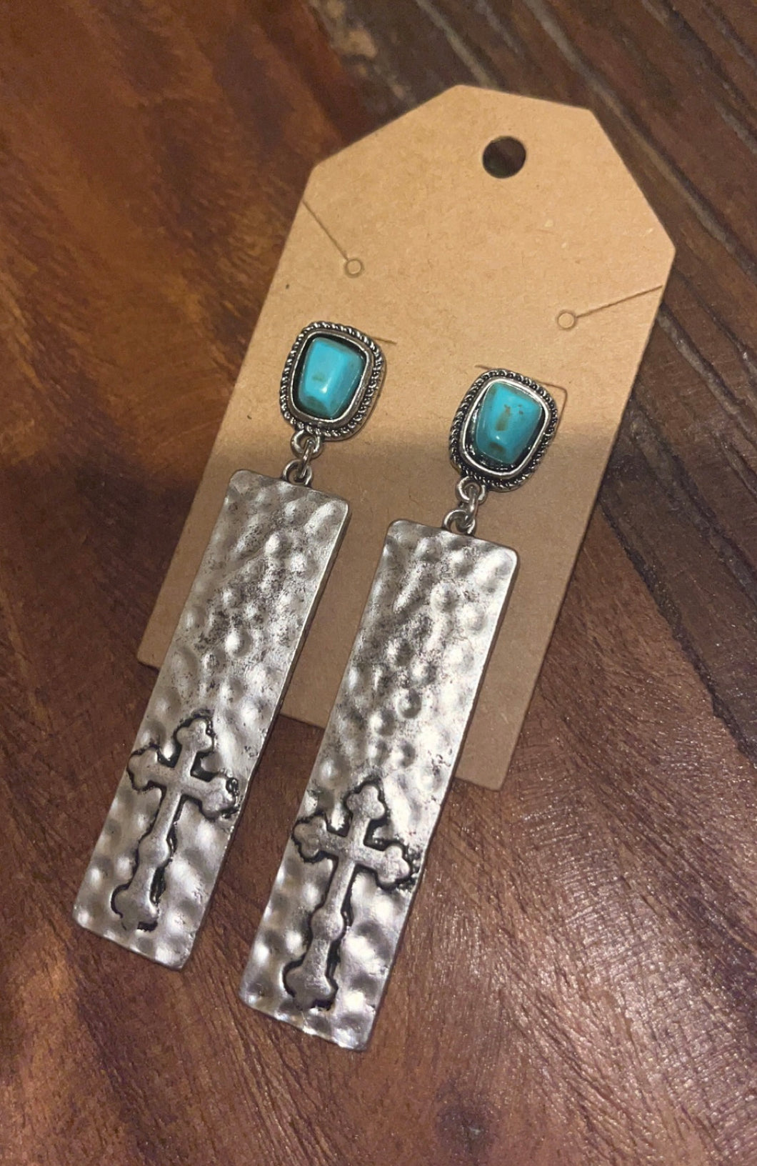 Cross turquoise earrings