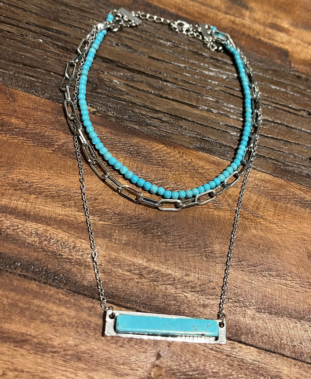 Turquoise bar layered necklace