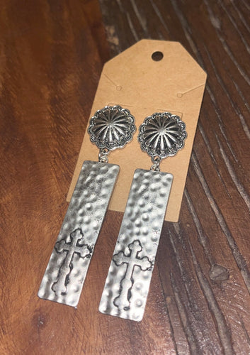 Cross concho earrings