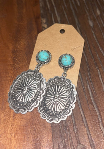 Turquoise concho earrings