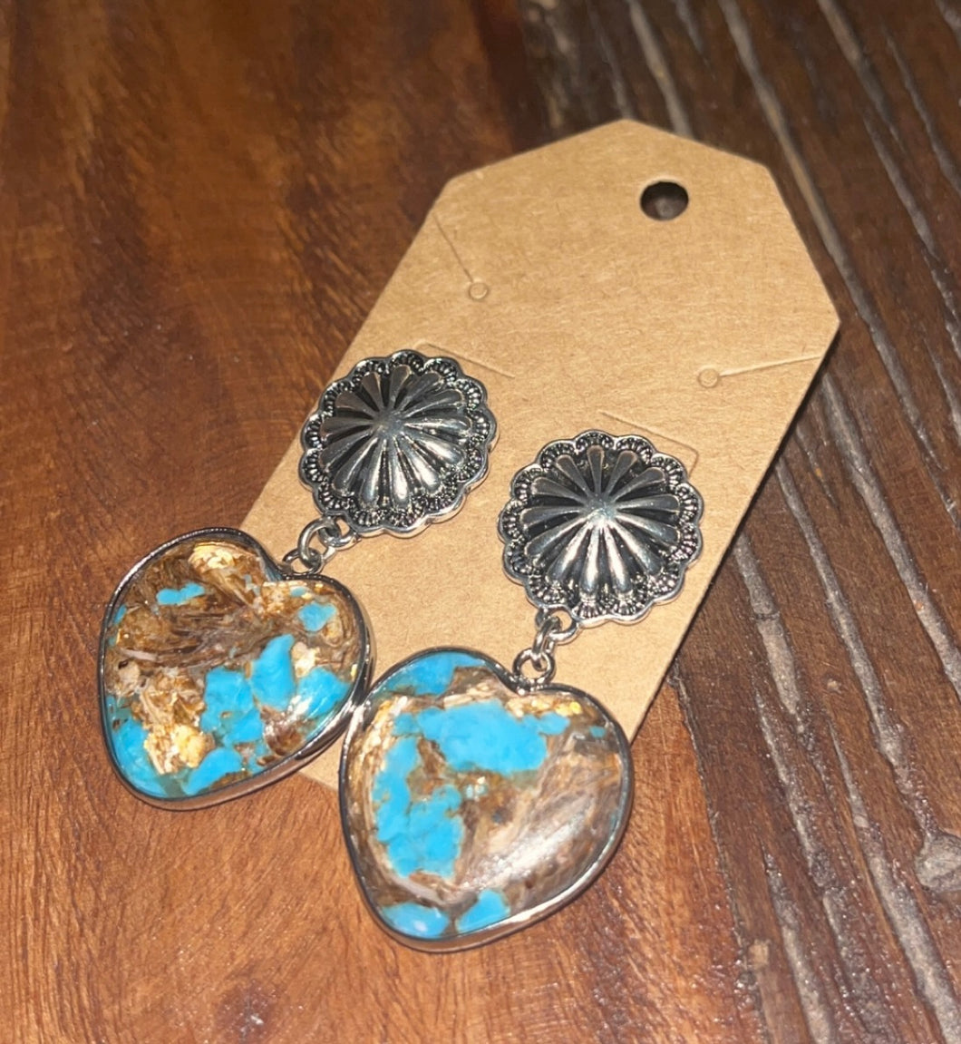 Turquoise heart earrings