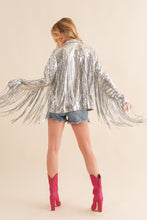 Load image into Gallery viewer, Vegas silver sequin fringe jacket