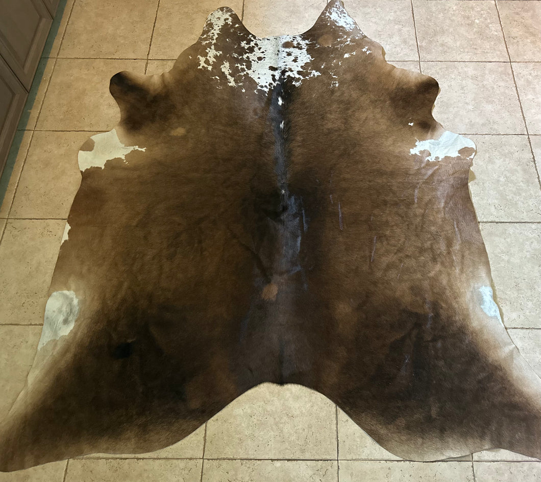 Large S&P brown Brazilian cowhide rug