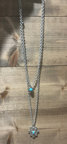 Turquoise cactus layered necklace