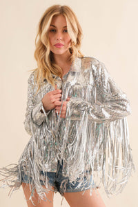 Vegas silver sequin fringe jacket