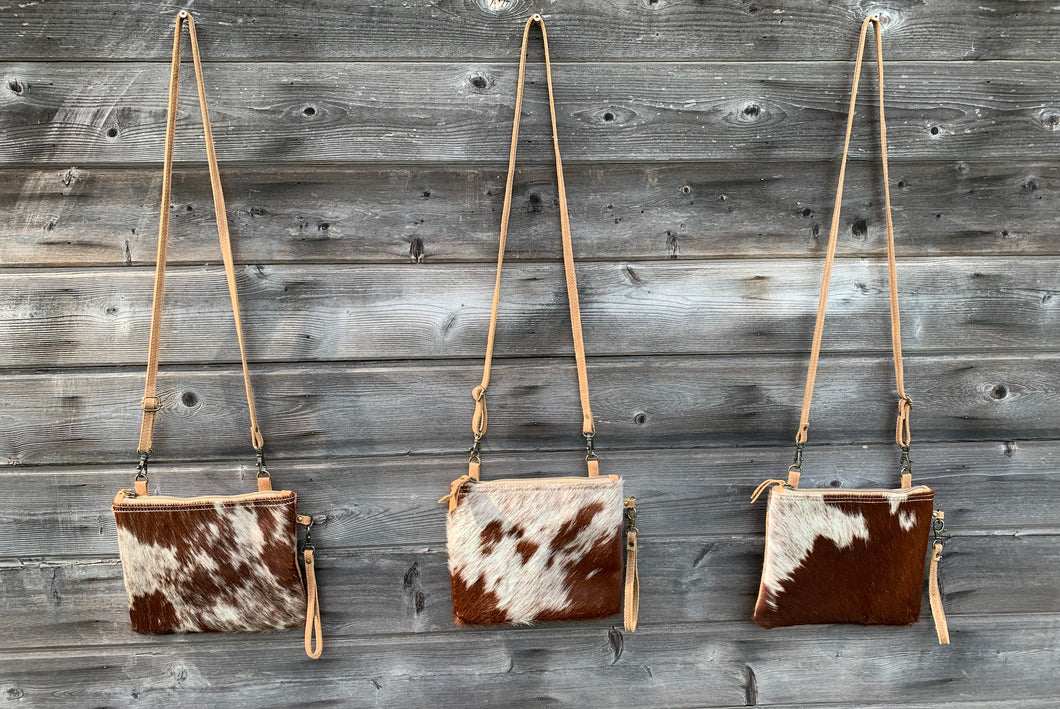 Brown & White Large cowhide crossbody