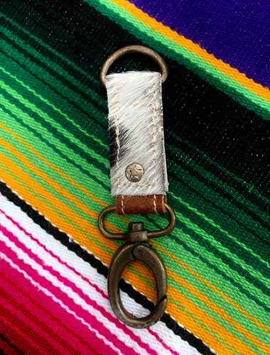 Black & White cowhide keychain