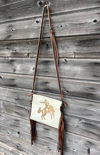 Bronc Cowhide Fringe Crossbody