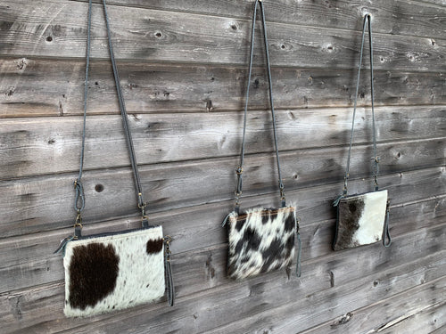 Black & White large cowhide crossbody